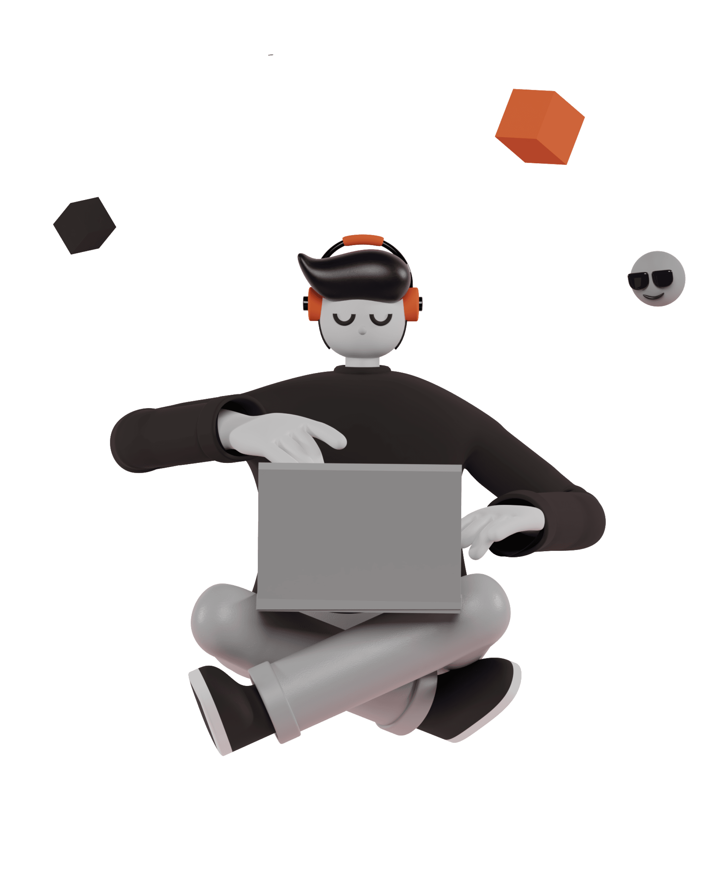 Pessoa trabalhando com um notebook no colo, confortável e descontraída.